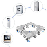 Onderstel voor wasmachines, verstelbare wasmachinesokkel met 8 poten en 4 wielen, wasmachinesokkel, berenbelasting 300 kg, platform voor koelkast, droger en vriezer