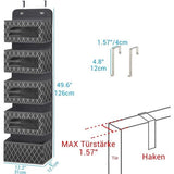 Hangende organizer voor badkamer, deur, hangorganizer met 5 grote vakken met venster en 2 metalen haken, hangrek voor kinderkamer, slaapkamer, kantoor, deur, woonkamer, grijs