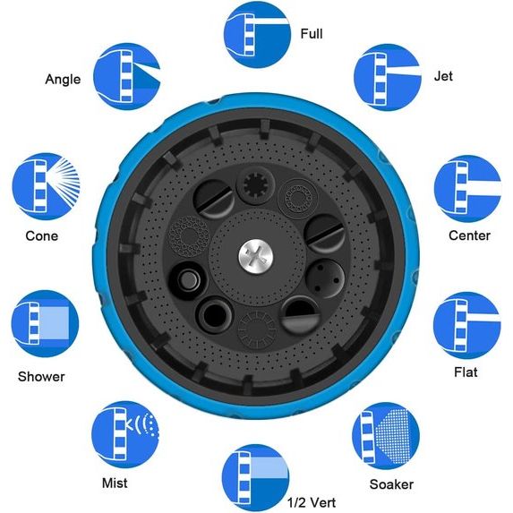 Tuinslang, uitbreidbare tuinslang, 100 voet lekvrije waterslang met 10 functionele sproeiers, flexibele waterbuis, intrekbare slang met 1/2 inch aansluiting van massief messing