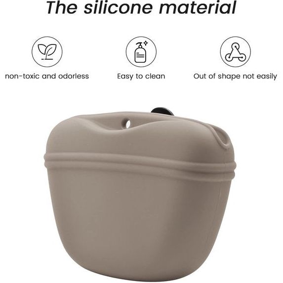 Leckerli-zak van siliconen clip op draagbare trainingscontainer-praktische magneetsluiting en riemclip -BPA-vrij