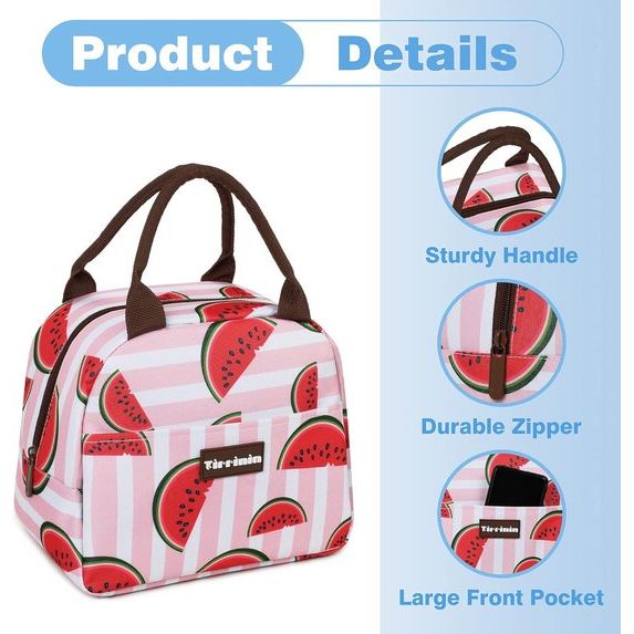 Lunchtas voor kinderen en dames, geïsoleerde lunchtas voor mannen, draagbare koeltas met voorvak, voor werk, school, picknick