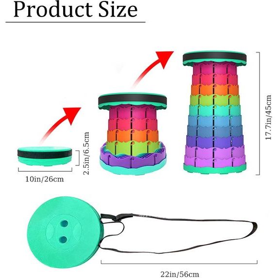 Folding Stool, Height Adjustable, Foldable Stool for Camping, BBQ, Kitchen, Tool Room, Children, Load 200 kg