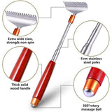 Back Scratcher voor mannen, met massief houten handvat massageroller, extra brede 15-teeth claw robuuste stalen handmassagers, 62 cm