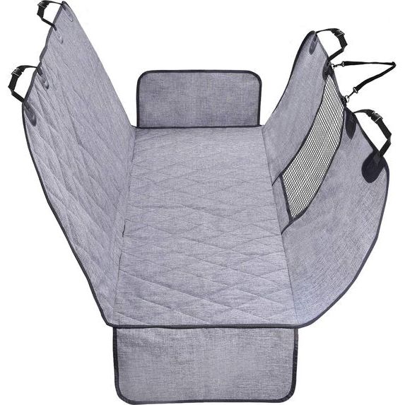 Hondenautostoelhoes met mesh-kijkvenster, en waterdichte huisdierautostoelhoes met zijkleppen, universele pasvorm voor de meeste auto's, heide zwart, S