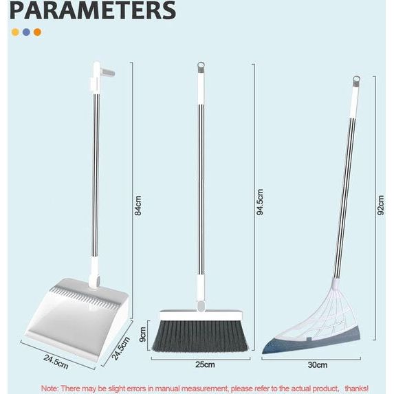 Bezem- en stofferset voor thuis, met vloerschraper, schep- en bezemset, opvouwbare stoffer met lange steel, voor het reinigen en vegen van huishoudens binnen en buiten