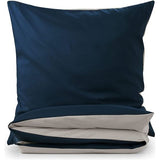 Blumtal Dekbedovertrek Set Tweekleurig - Luxe Beddengoed - 200 x 200 cm - 2 x Kussensloop 80 x 80 cm - Donkerblauw en Lichtgrijs