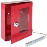 Sleutelkastje, met hamer om het glas te breken, 15 x 12 x 4 cm, rood