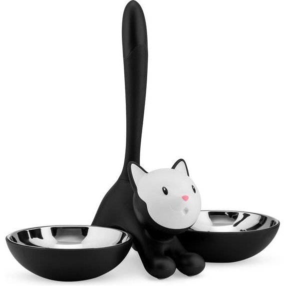 Kattenbak van roestvrij staal en thermoplastische hars, zwart, 32 cm