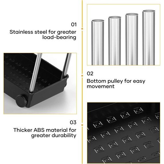 Gootsteenorganizer, keukenkastorganizer met roestvrijstalen buis, 2 stuks onder gootsteenplank, onderkastorganizer met 4 haken, keukenplank voor keuken, badkamer, kast, tafelblad -