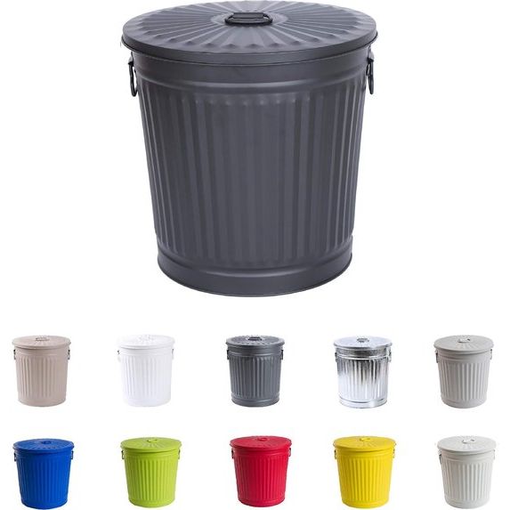 Vuilnisbak met handvatten Mat zwart Ø 21,5 cm, hoogte 21,5 cm