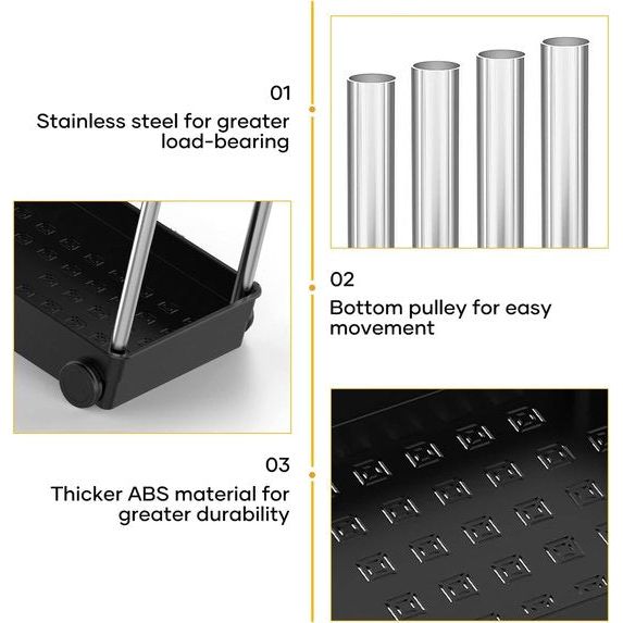 Organizer, keukenkastorganizer met roestvrijstalen buis, 2 stuks onder gootsteenplank, onderkastorganizer met 4 haken, keukenplank voor keuken, badkamer, kast, tafelblad