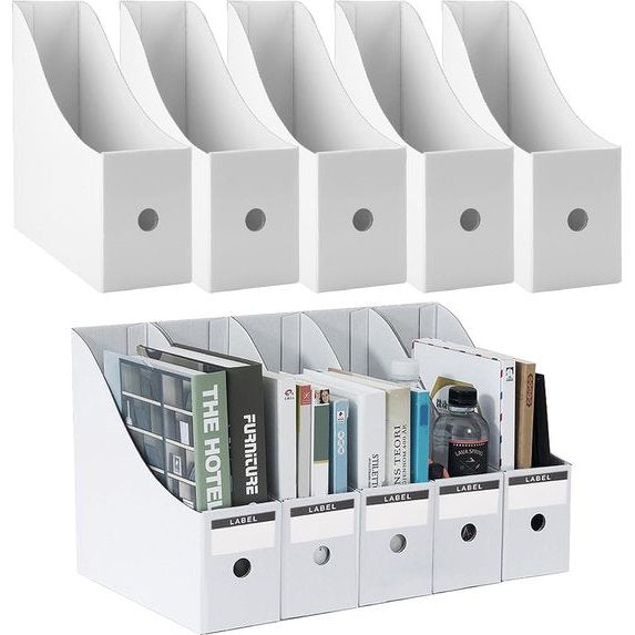 Tijdschriftenhouder, wit, 10 stuks tijdschriftenverzamelaars van kraftpapier, A4-formaat, bureau-organizer voor bestandsmappen, schrijfwaren, kantoorbenodigdheden