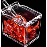 Set van 4 kruidenpotjes met lepels en afdekkingen, kruidenpotjes, keukengerei, transparant