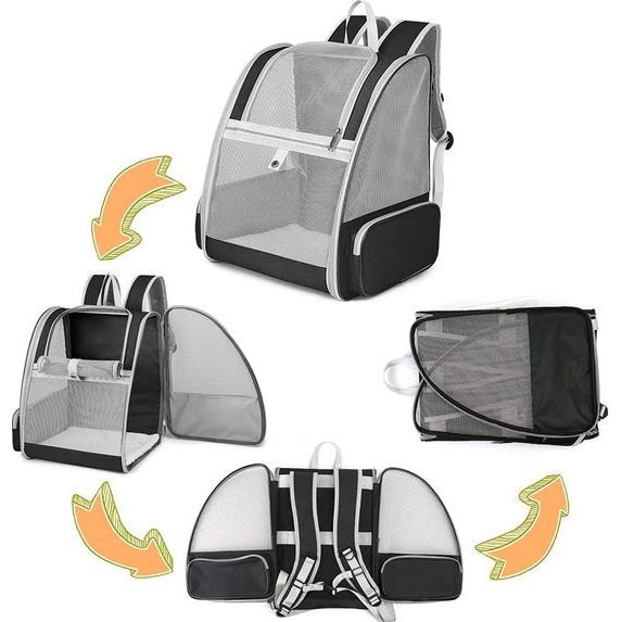 Hondenrugzak, kattenrugzak met mesh voor kleine honden, katten, puppy's, ademend en opvouwbaar, comfortabel, voor katten, goedgekeurd voor wandelen, reizen, kamperen in de open lucht
