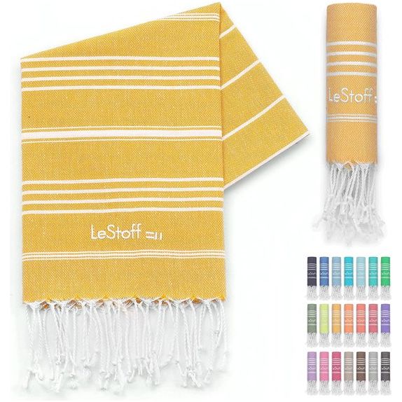traditionele Hamamdoek Strandlaken Badhanddoek Saunahanddoek Douchehanddoek Spa Sport Yoga Reizen 100% Biologisch Katoen. Duurzaam, natuurlijk, zacht en voorgewassen. (50 x 100 cm, Yellow)