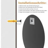 Spiegel rond, 40 x 40 cm, ronde spiegel met schroeven en hanger, ronde badkamerspiegel, om op te hangen, wandspiegel, rond, voor badkamer, slaapkamer, woonkamer, hal, decoratie, wit