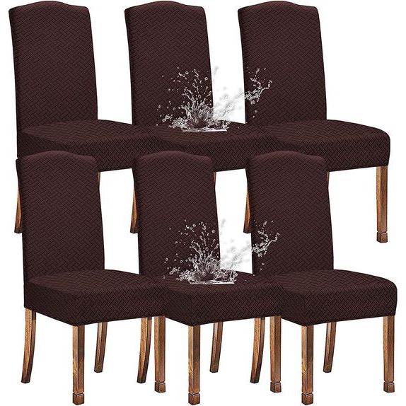 Stretch waterdichte jacquard lang rooster eetkamerstoelhoezen woondecoratie, stoelhoezen voor eetkamerstoelen (koffie, 6 stuks)