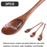 6 Piece Natural Wooden Cutlery Set with Long Handle Janpanese Style for Camping Outdoor Kitchen Cooking Dinner