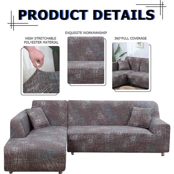 Bankhoes hoekbank L-vorm bankspreien Stretch bankhoes L-vorm rechts of links met twee kussenhoezen Wasbaar Universele bankhoes L-vorm bankhoes L-vorm (2-zits + 2-zits, grijs