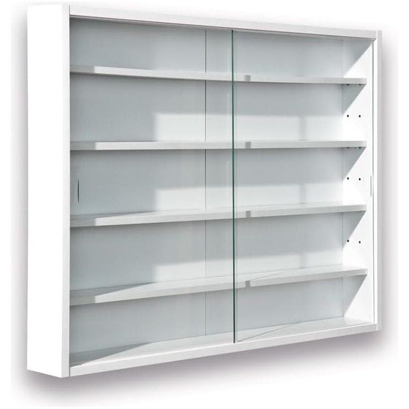 collector showcase hanging showcase wall shelf glass showcase wall showcase hanging shelf showcase MDF white WxHxD: 80 x 60 x 9.50 cm