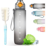 1 liter drinkfles, sportdrinkfles, 1 l, waterfles met afsluitdeksel en lekvrij, BPA-vrij Tritan, voor sportschool, school, fietsen, outdoor, sport, fitness en kantoor