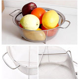 Keukenzeef, zeefmand, roestvrij staal, fijnnetzeef, keukenzeef, saladezeef met poten en brede rand en duurzame handgrepen voor het zeven, spoelen, braden, stomen of koken van groentepasta