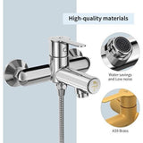 Badkraan met handdouche, kraanbad met drukschakelaar, ééngreepsmengkraan, bad van messing, chroombadkraan met 3 functies, mengkraan, douchemengkraan voor badkamer