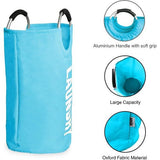 Wasmand, 82 L waszak met handgrepen, wasmanden van Oxford-materiaal voor slaapkamer en badkamer - wasmand lichtblauw
