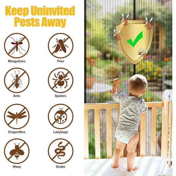 Vliegenhor Magnetische Deur, Balkondeur Insectenbescherming Vliegengordijn Magnetische Deur, Insectenbeschermingsgordijn Deur Patio Deur, Insectenhor Lamellengordijn Magnetisch Gordijn Zwart 80 x 200 cm