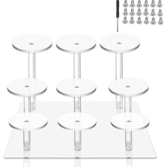 Acryl Riser Display rek standaard, 9-traps transparante acrylstandaard, nagellak, organizer, treden steunen voor figuren, sieraden, cupcake, lippenstift, nagellak, specerijen