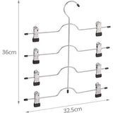 Kleerhangers organiser metaal, 3 stuks broekhangers ruimtebesparing, chroom ijzer kleerhangers, metalen kledinghangers, kledinghangers, kledinghangers, closet organiser met clips, voor broeken, tanktops, beha, pyjama's