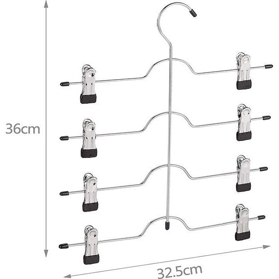 Kleerhangers organiser metaal, 3 stuks broekhangers ruimtebesparing, chroom ijzer kleerhangers, metalen kledinghangers, kledinghangers, kledinghangers, closet organiser met clips, voor broeken, tanktops, beha, pyjama's