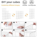 Plank 9 Plank Draadkubus Stapelbare Plankkubus DIY Metaalgaas Plank Kubus Boekenplank Kubusplank met deuren voor woonkamer, slaapkamer, badkamer Wit