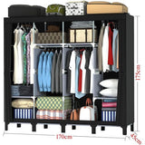 Kledingkast 170 x 175 x 45 cm, stoffen kledingkast voor slaapkamer, stoffen kledingkast met 2 ophangrails en 18 zijvakken