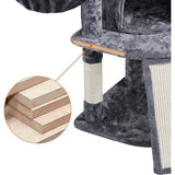 Krabpaal, 107 cm, stabiele kattenboom, klimboom, met kattenhol, krabplank, pluche sisal, kattenmeubel, donkergrijs