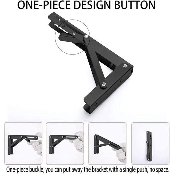 2 stuks 400 mm klapconsole, zware belasting, maximaal draagvermogen 80 kg, klapplankhouders, plankdragers en -steunen, klapscharnier voor huis, keuken, kantoor, grill, wandhouder, staal, zwart