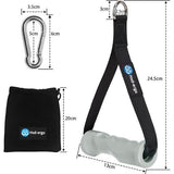 Set van 2 handvatten voor weerstandsbanden, fitnessbandhandvatten met metalen D-ring, ergonomische kabelhandgrepen, lattrekhandgreep voor homegym, katrol, fitnesskrachttraining