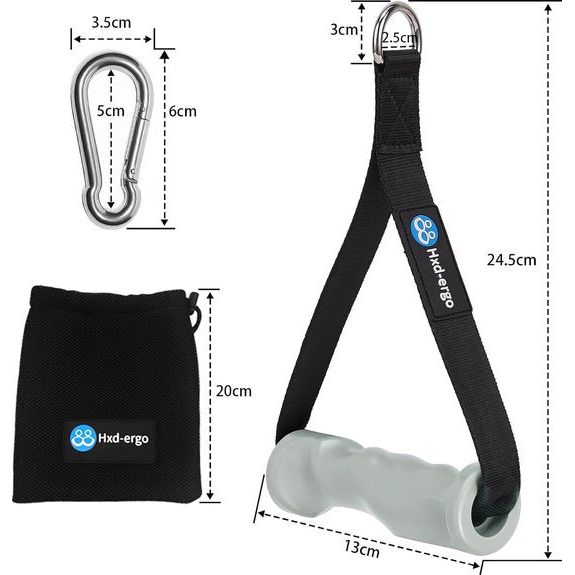 Set van 2 handvatten voor weerstandsbanden, fitnessbandhandvatten met metalen D-ring, ergonomische kabelhandgrepen, lattrekhandgreep voor homegym, katrol, fitnesskrachttraining