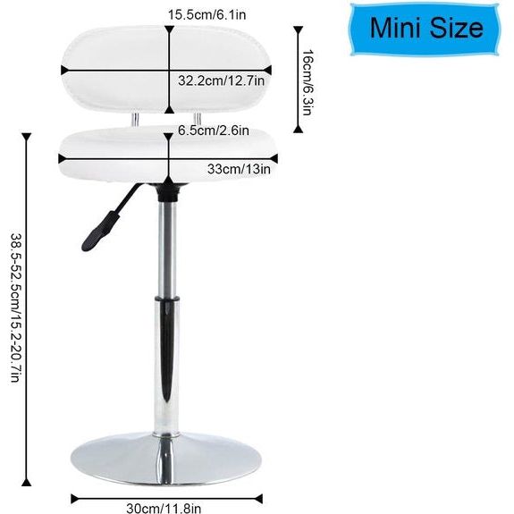 Kruk Vierkant PU lederen kruk in hoogte verstelbare draaistoel rolkruk voor garage medische spa salon kapper werkkruk met wielen klein (wit)