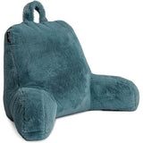 leeskussen met versnipperd traagschuim, rugsteunkussen met hoes van imitatiebont - ideaal wigkussen voor lezen, werken en spelen op bed, bank of bank (blauw, 45 x 38 cm)