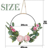 Kunstbloemenkrans voor bruiloft, metalen ring, zomerdeurkrans, kunstbloemenkrans, decoratie voor zomer- en lentedeuren, hekken, ramen, bruiloften en woondecoratie.