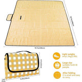 Picknickdeken 200cm x 200cm waterdichte stranddeken picknickmat wasbaar lichtgewicht met handvat geel geruit voor wandelen reizen camping parken