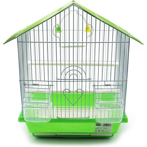 Vogelkooi, volière, parkiet, kanaries, met voederplaats, Saltado, zitstokken om uit te rusten, willekeurige kleur, 23 x 30 x 39 cm