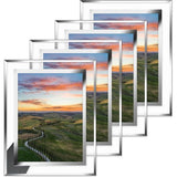 Set van 4 fotolijsten glas fotolijsten 13 x 18 cm, fotolijst met staand, portretlijst voor bruiloften, familie, kantoren, jubileum, plexiglas fotolijst om neer te zetten, zilver