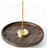 Houten Lotus wierookhouder, handgemaakte wierookbrander met asopvangbak, ideaal voor huisdecoratie, meditatie en yoga