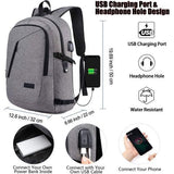 Laptoprugzak voor heren, 17 inch laptop, anti-diefstal, schoolrugzak, zakelijk, notebook, rugzak, waterdicht, met USB, cadeau voor mannen, werk, reizen, scholieren, jongens, tieners, grijs