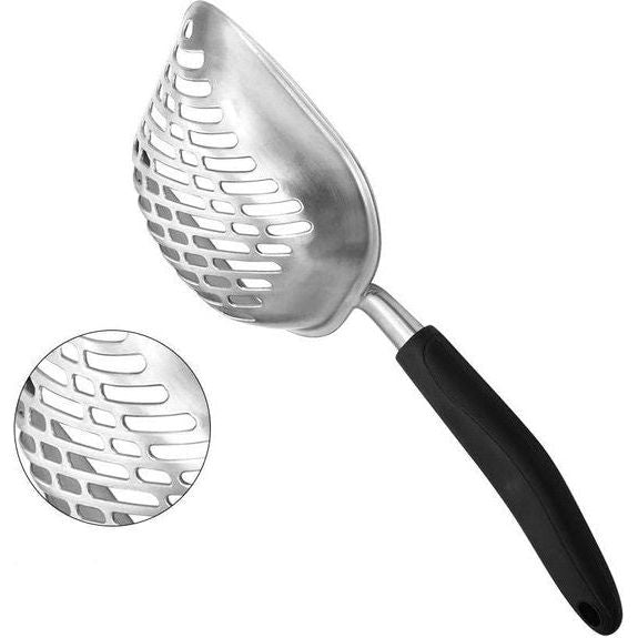 Kattenbakschep, robuuste metalen schep voor huisdierstrooisel, gemakkelijk te reinigen, blauw, wit, zwart, willekeurig sturen (35 x 14 x 14 x 4 cm)