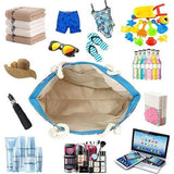Grote strandtassen voor dames, met binnacles, optionele schoudertas, boodschappentas met ritssluiting, XXL shopper, strandtassen voor irriterende spullen, picknicks, badkamers