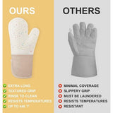 Ovenhandschoenen, set van 1 paar siliconen en katoen, antislip, hittebestendige ovenhandschoenen, ovenhandschoenen voor keuken, koken, bakken, grillen, BBQ, met 1 pannenlap