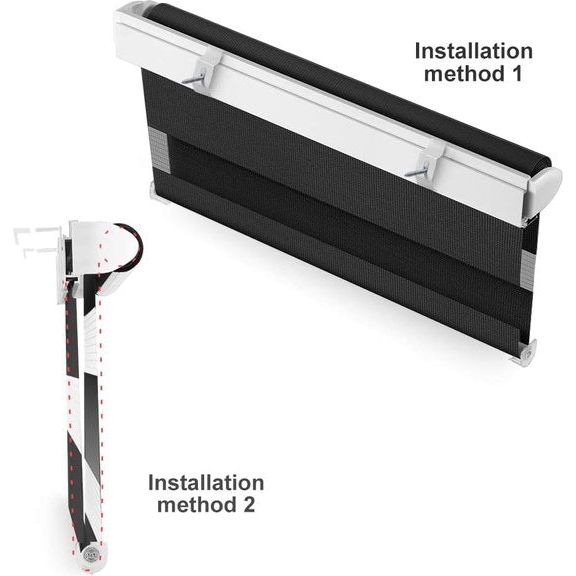 Dubbel rolgordijn Duo rolgordijn Klemmfix zonder boren voor ramen doorschijnend en verduisterend (65 x 130 cm stofbreedte: ca. 61 cm), zwart